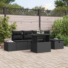 Tuinset poly riet 6 personen zwart