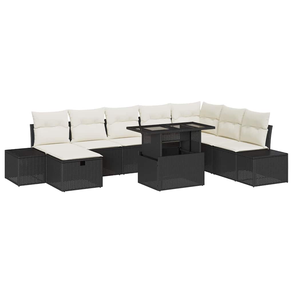 Tuin Sofa Set 11 pcs Zwart Poly riet