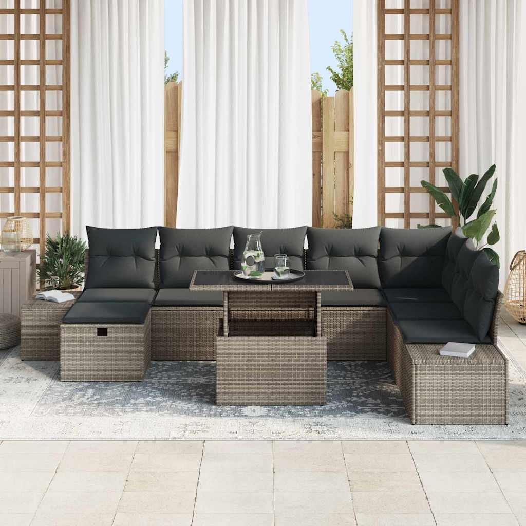 Tuin Sofa Set 11 Pcs Poly Riet Grijs Donkergrijs