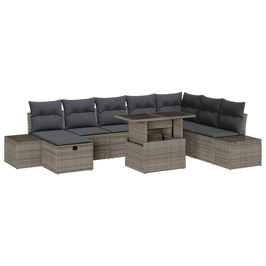 Tuin Sofa Set 11 Pcs Poly Riet Grijs Donkergrijs