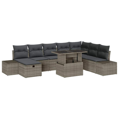 Tuin Sofa Set 11 Pcs Poly Riet Grijs Donkergrijs