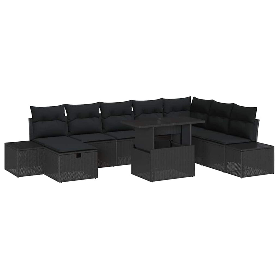 Tuin Sofa Set 11 pcs Zwart Poly riet