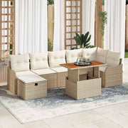 Tuinbankenset poly rattan beige met opbergruimte