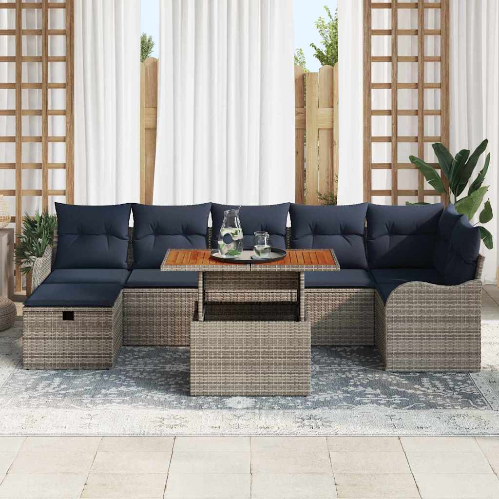Tuinbankenset 8 st Grijs poly rattan