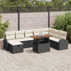 Tuinbankenset poly rattan zwart 9-delig