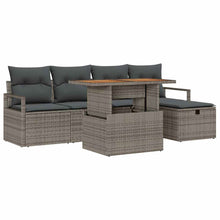 Tuin Sofa Set Met Kussen Met Opslag 6 Pcs Poly Riet Grijs Donkergrijs