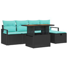 Tuinbankenset met kussen met opslag 6 pcs Zwart poly rattan