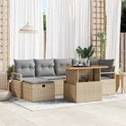 Tuinbankenset poly rattan 7-delig beige met opbergruimte