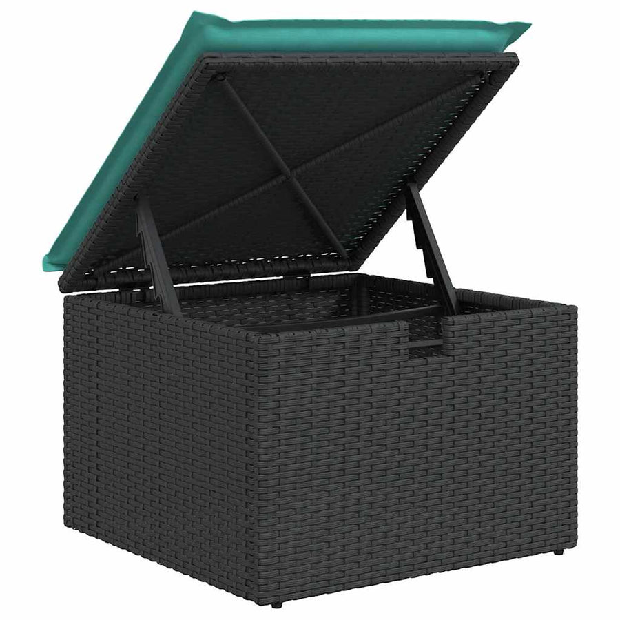Tuinbankenset met kussen met opslag 6 pcs Zwart poly rattan