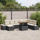Tuinbankenset 9 delig poly rattan zwart