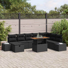 Garden Sofa Set with Cushion Storage 9 pcs Black poly rattan