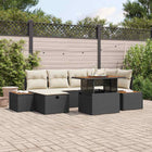 Tuinbankenset poly rattan 7 pcs zwart