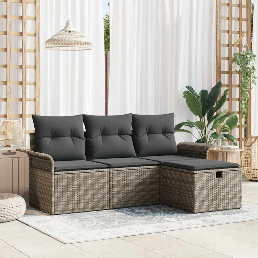 Tuin Sofa Set met kussen met opslag 4 pcs Poly riet