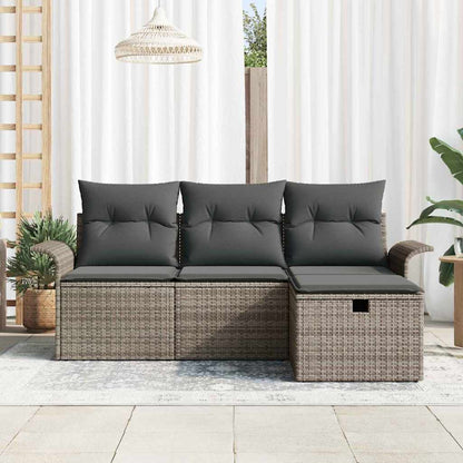 Tuin Sofa Set met kussen met opslag 4 pcs Poly riet