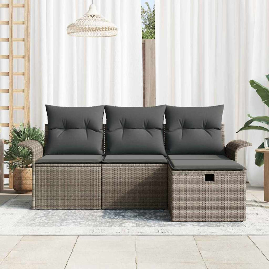 Tuin Sofa Set met kussen met opslag 4 pcs Poly riet