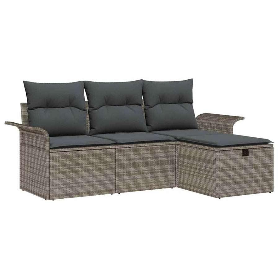 Tuin Sofa Set met kussen met opslag 4 pcs Poly riet