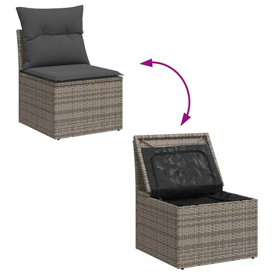 Tuin Sofa Set met kussen met opslag 4 pcs Poly riet