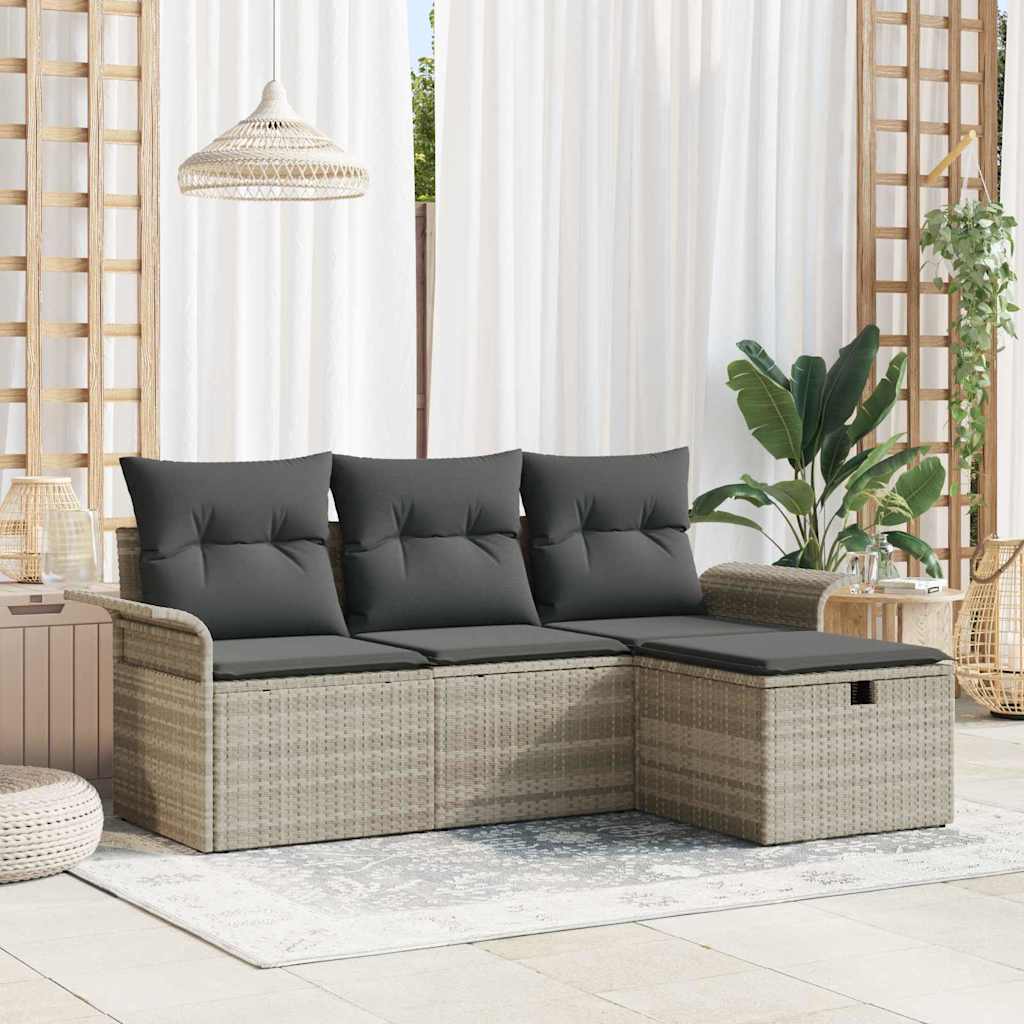 Tuin Sofa Set met kussen met opslag 4 pcs Poly riet