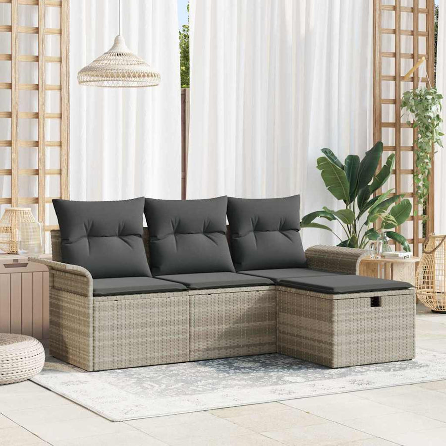 Tuin Sofa Set met kussen met opslag 4 pcs Poly riet