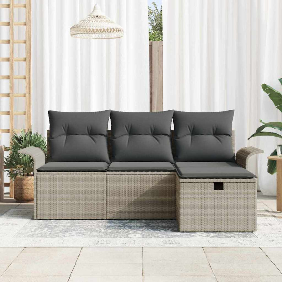 Tuin Sofa Set met kussen met opslag 4 pcs Poly riet