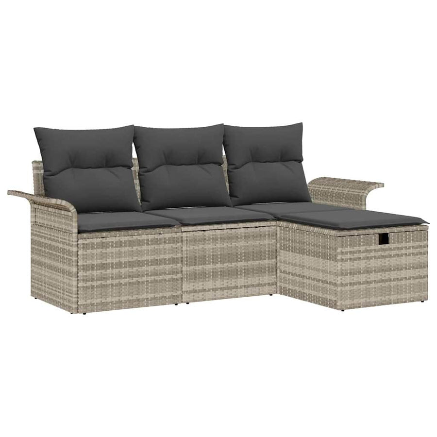 Tuin Sofa Set met kussen met opslag 4 pcs Poly riet