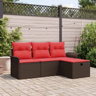 Tuinset poly rotan zwart 4-delig met opbergruimte