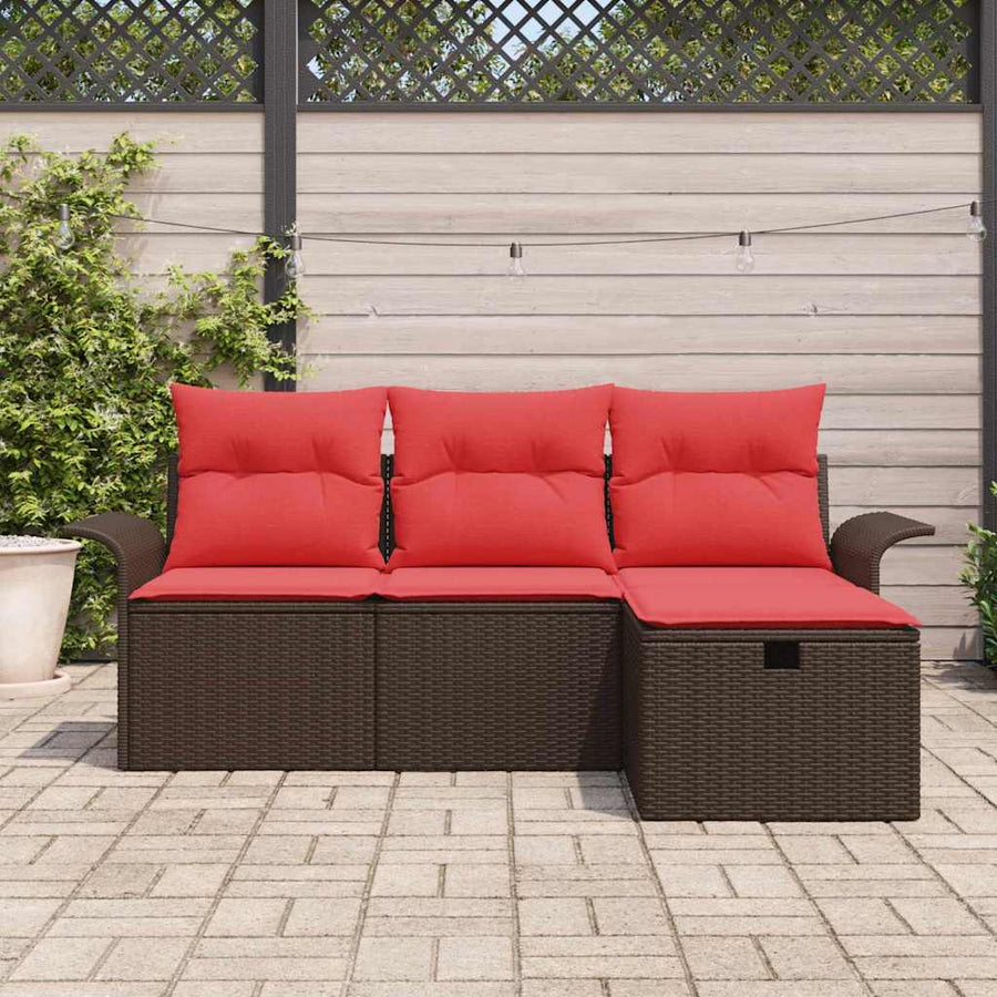 Tuin Sofa Set met kussen met opslag 4 pcs Poly riet