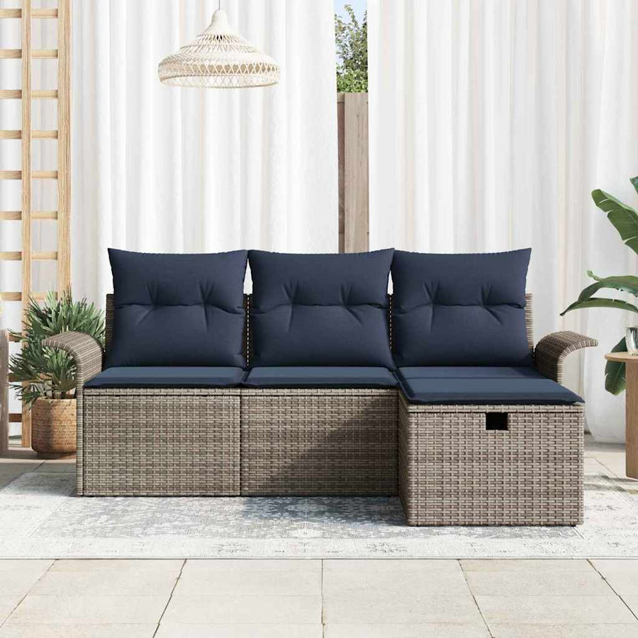 Tuin Sofa Set met kussen met opslag 4 pcs Poly riet