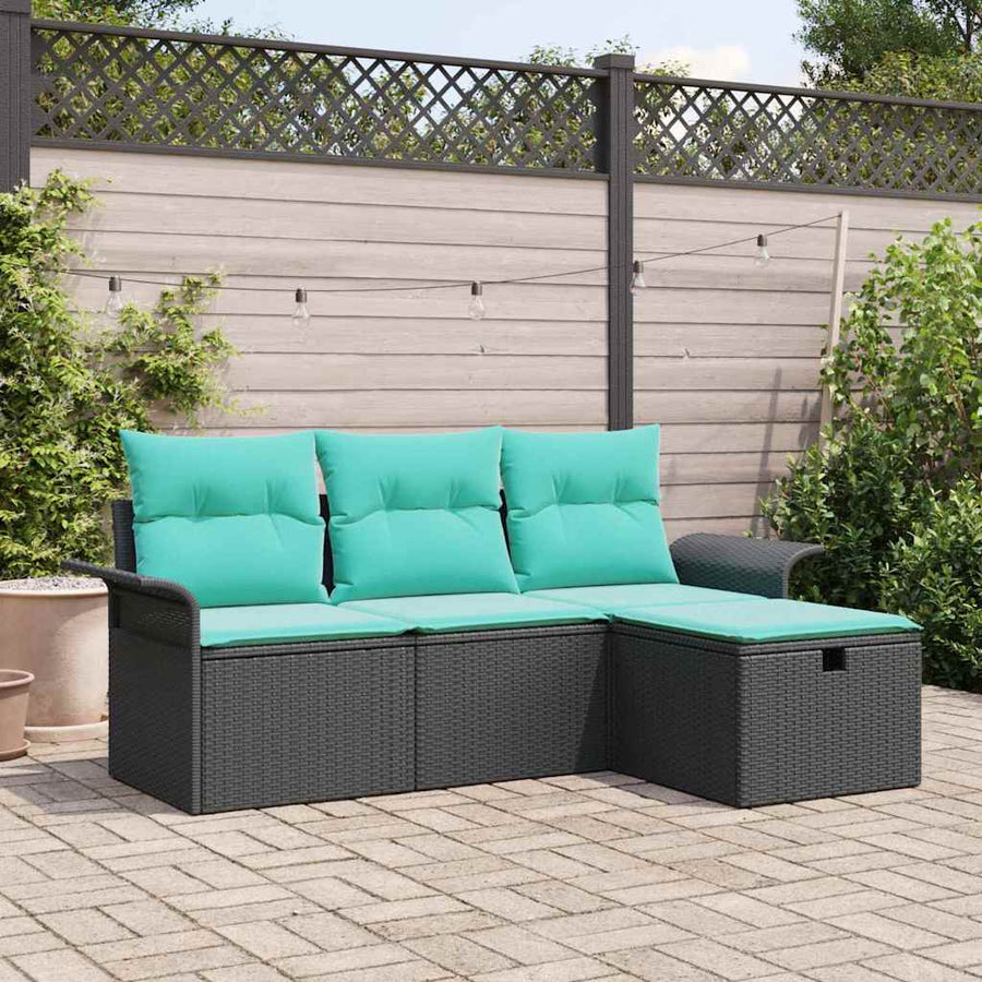 Tuin Sofa Set met kussen met opslag 4 pcs Poly riet