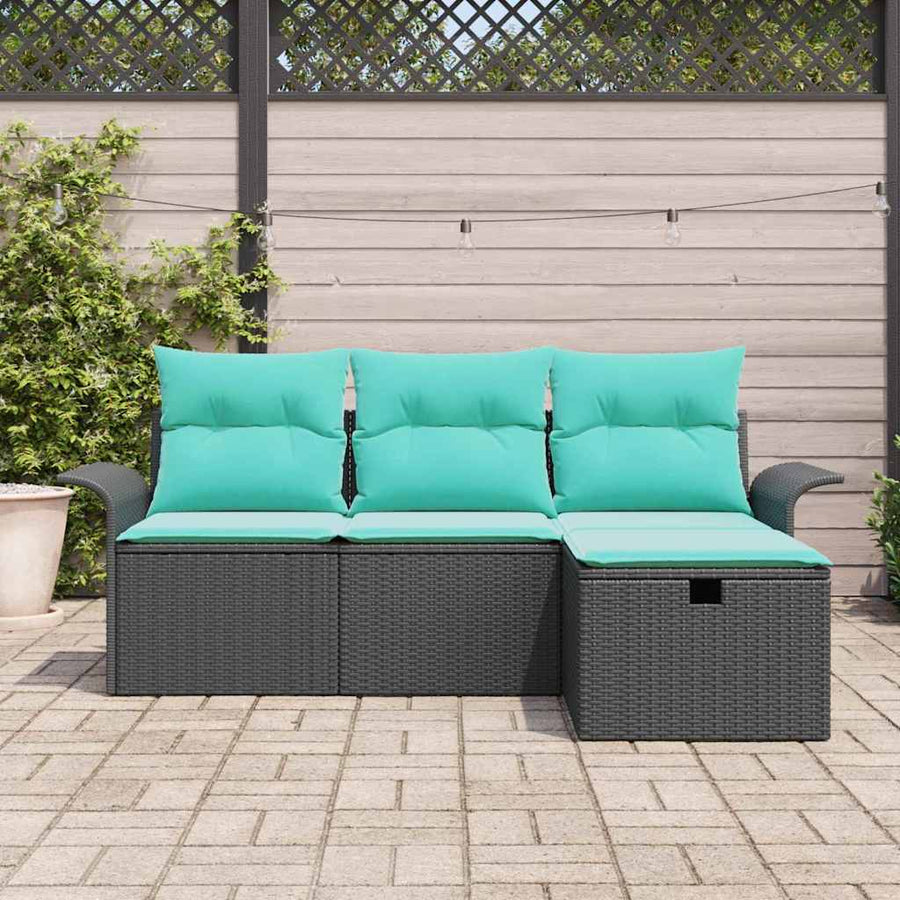 Tuin Sofa Set met kussen met opslag 4 pcs Poly riet