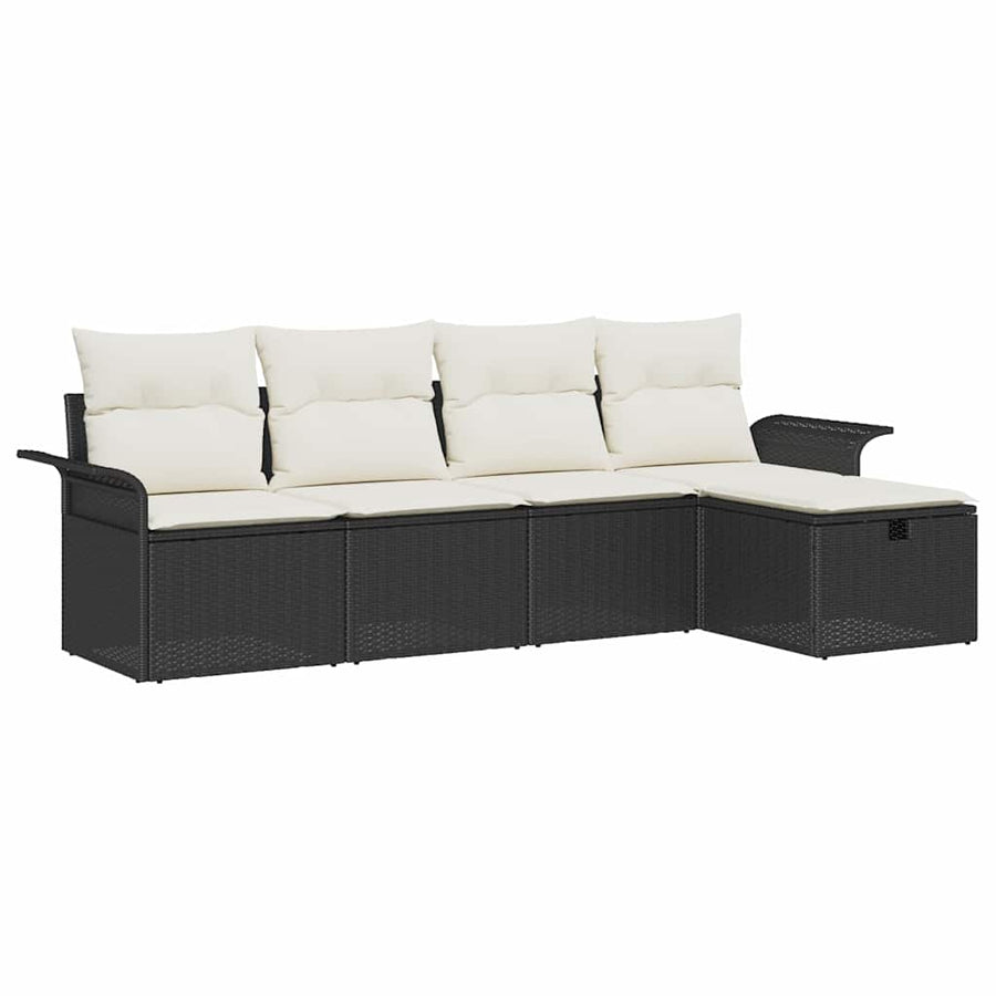 Tuin Sofa Set met kussen met opslag 5 pcs Zwart Poly riet