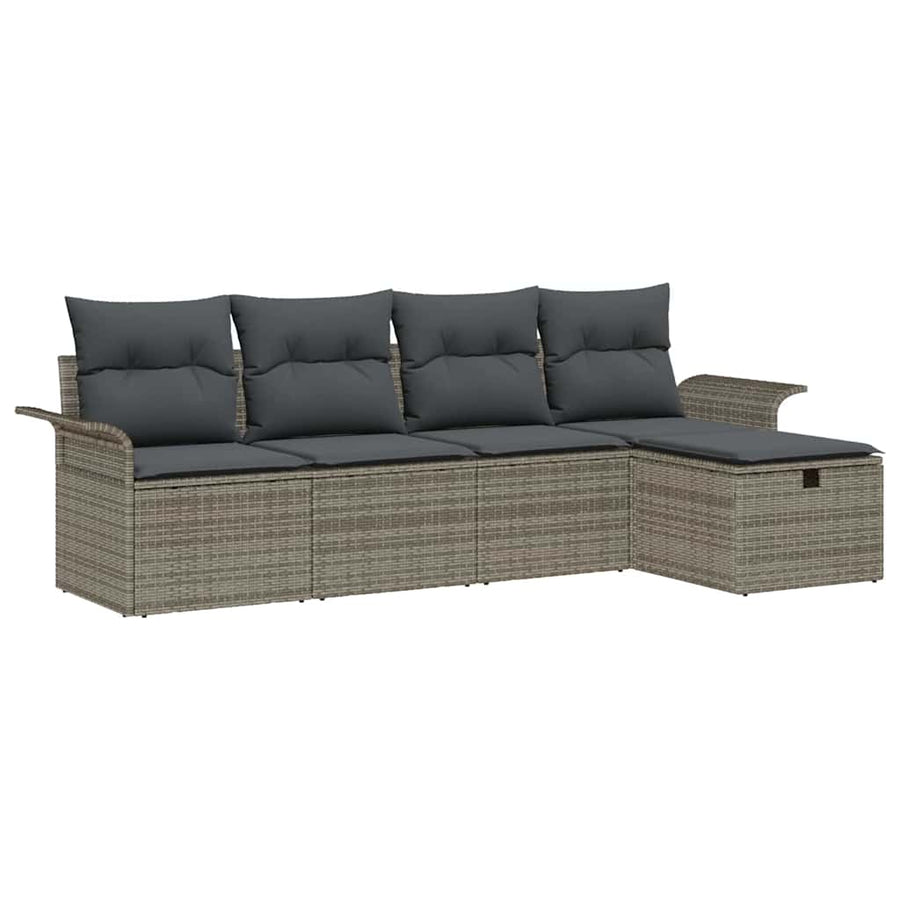 Tuin Sofa Set met kussen met opslag 5 pcs Grijs Poly riet