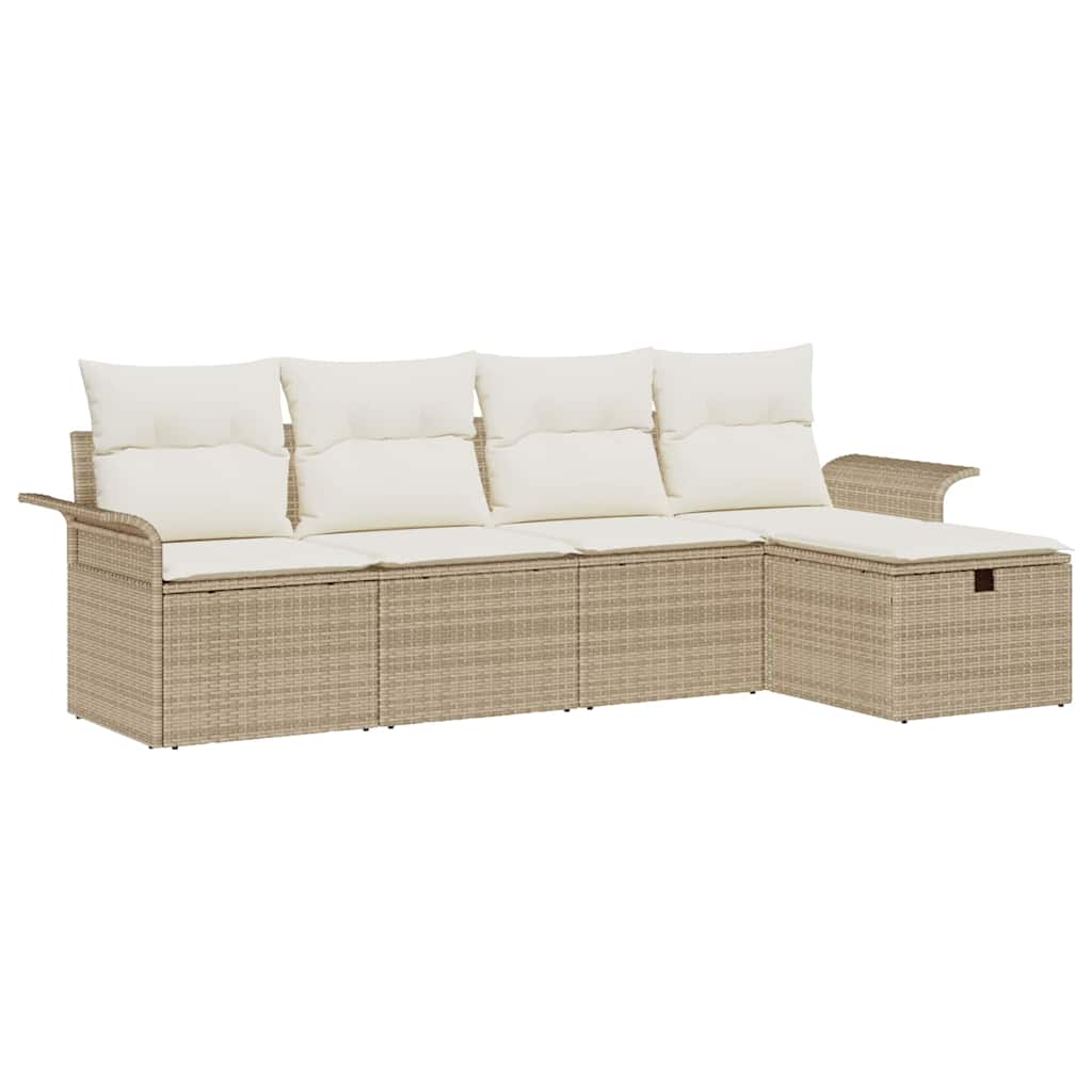 Tuin Sofa Set met kussen met opslag 5 pcs Beige Poly riet