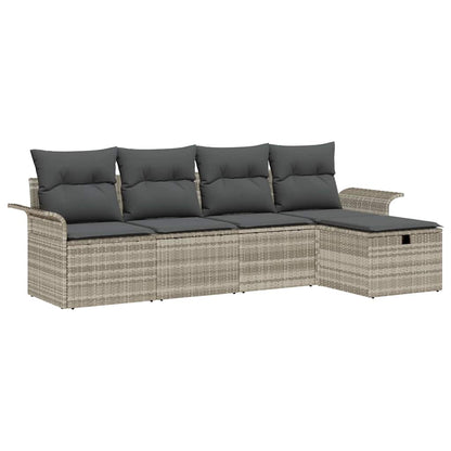 Tuin Sofa Set met kussen met opslag 5 pcs Lichtgrijs Poly riet