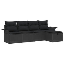 Tuin Sofa Set met kussen met opslag 5 pcs Zwart Poly riet