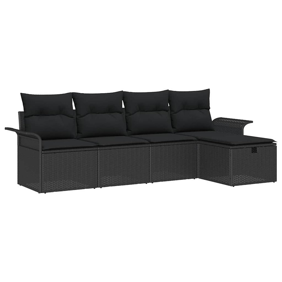 Tuin Sofa Set met kussen met opslag 5 pcs Zwart Poly riet