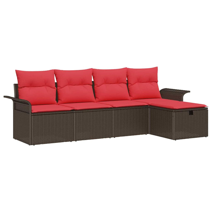 Tuin Sofa Set met kussen met opslag 5 pcs Poly riet
