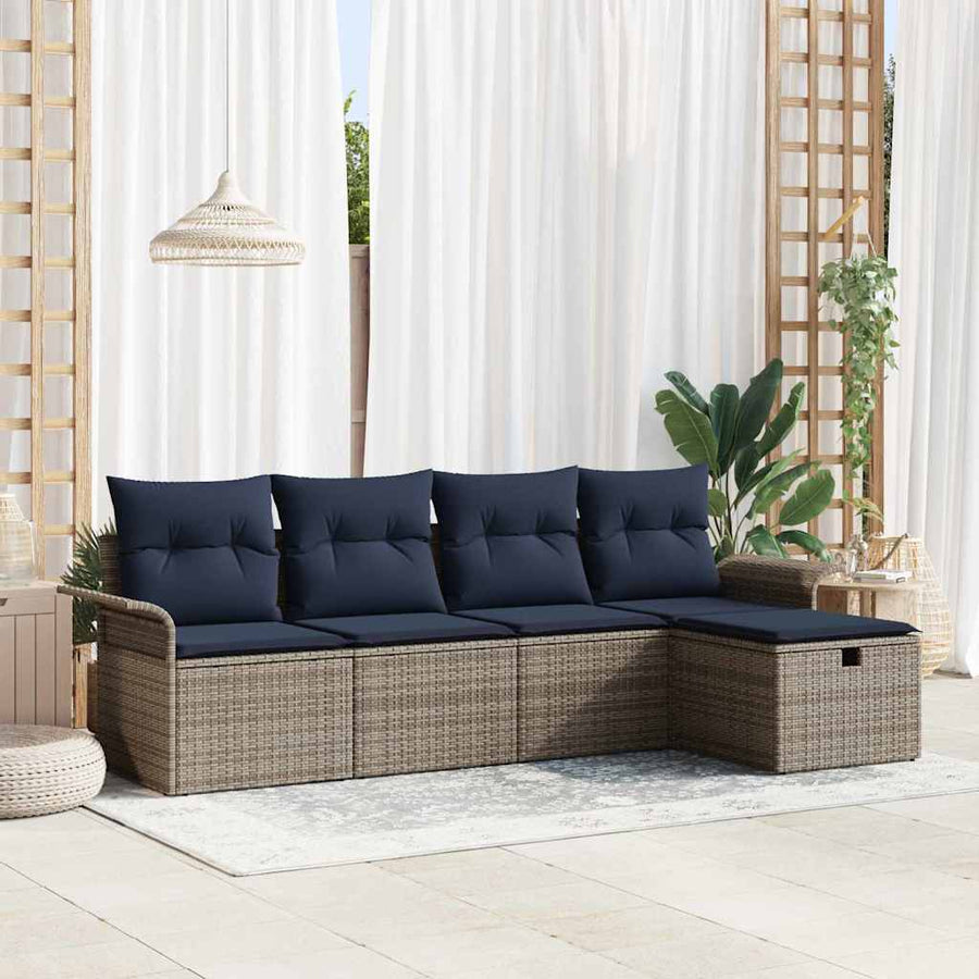 Tuin Sofa Set met kussen met opslag 5 pcs Poly riet