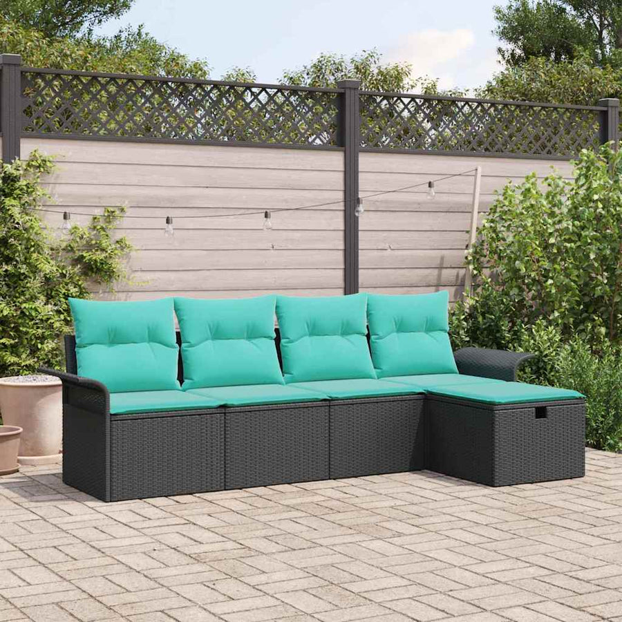 Tuin Sofa Set met kussen met opslag 5 pcs Poly riet