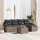 Garden Sofa Set with Cushion Storage 6 pcs Grey Poly Rattan