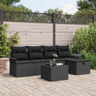 Tuin loungeset poly rotan zwart 6-delig modulair met opbergruimte