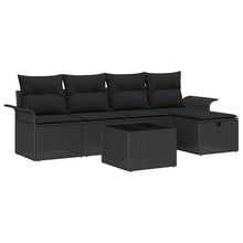 Tuin Sofa Set met kussen met opslag 6 pcs Zwart Poly riet