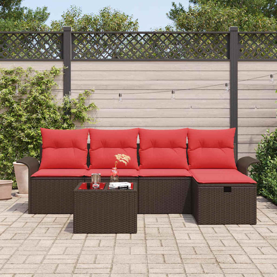 Tuin Sofa Set met kussen met opslag 6 pcs Poly riet