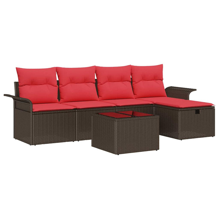 Tuin Sofa Set met kussen met opslag 6 pcs Poly riet
