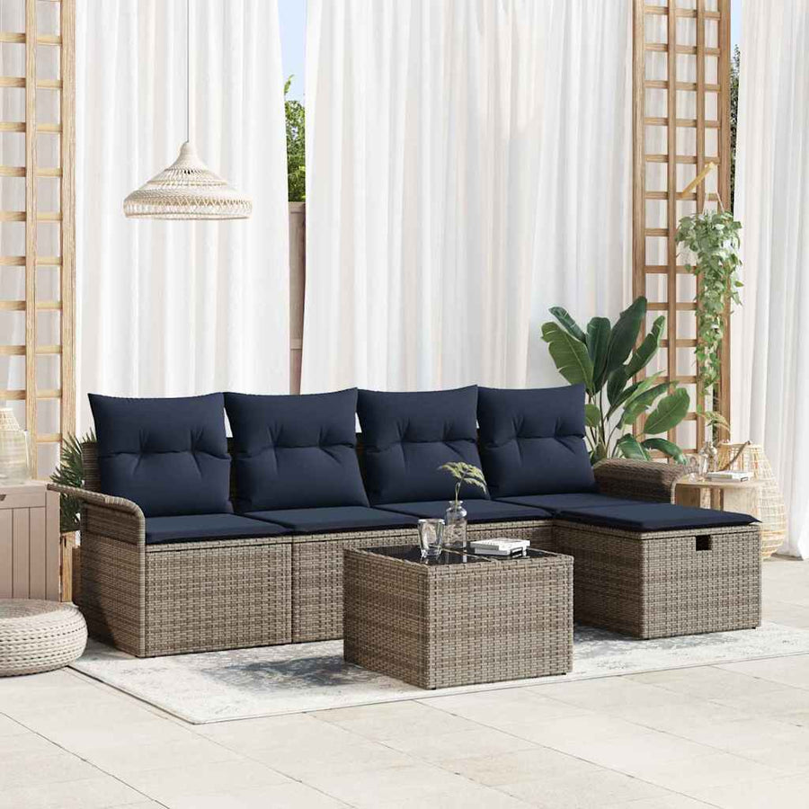 Tuin Sofa Set met kussen met opslag 6 pcs Poly riet