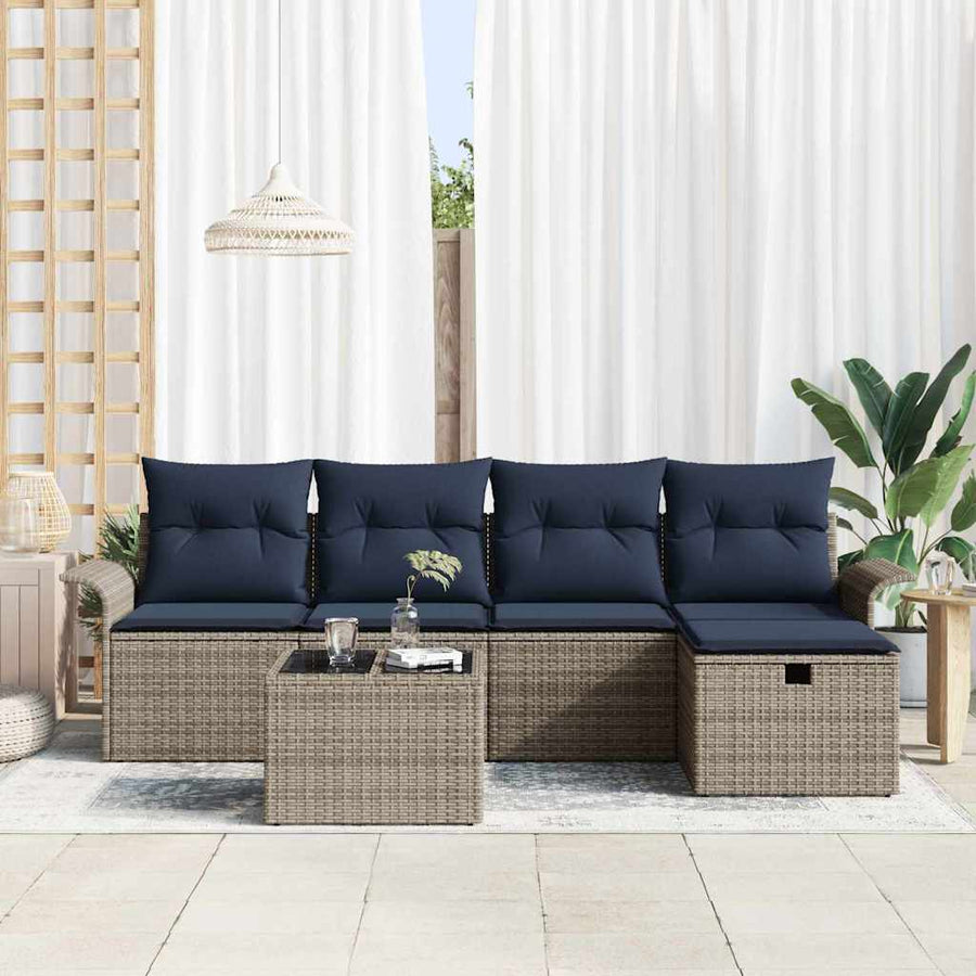 Tuin Sofa Set met kussen met opslag 6 pcs Poly riet