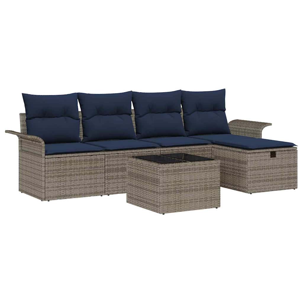 Tuin Sofa Set met kussen met opslag 6 pcs Poly riet