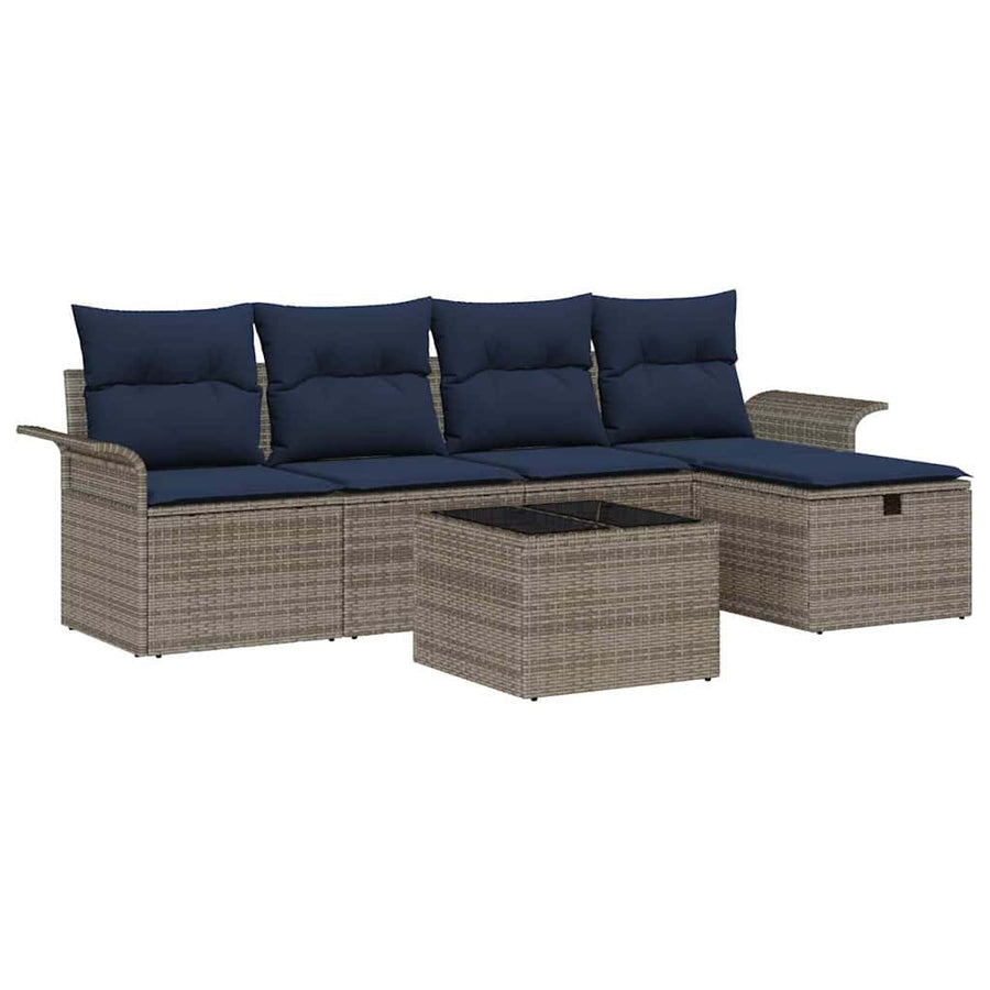 Tuin Sofa Set met kussen met opslag 6 pcs Poly riet