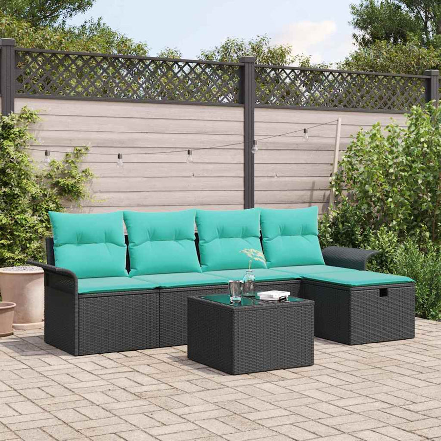 Tuin Sofa Set met kussen met opslag 6 pcs Poly riet