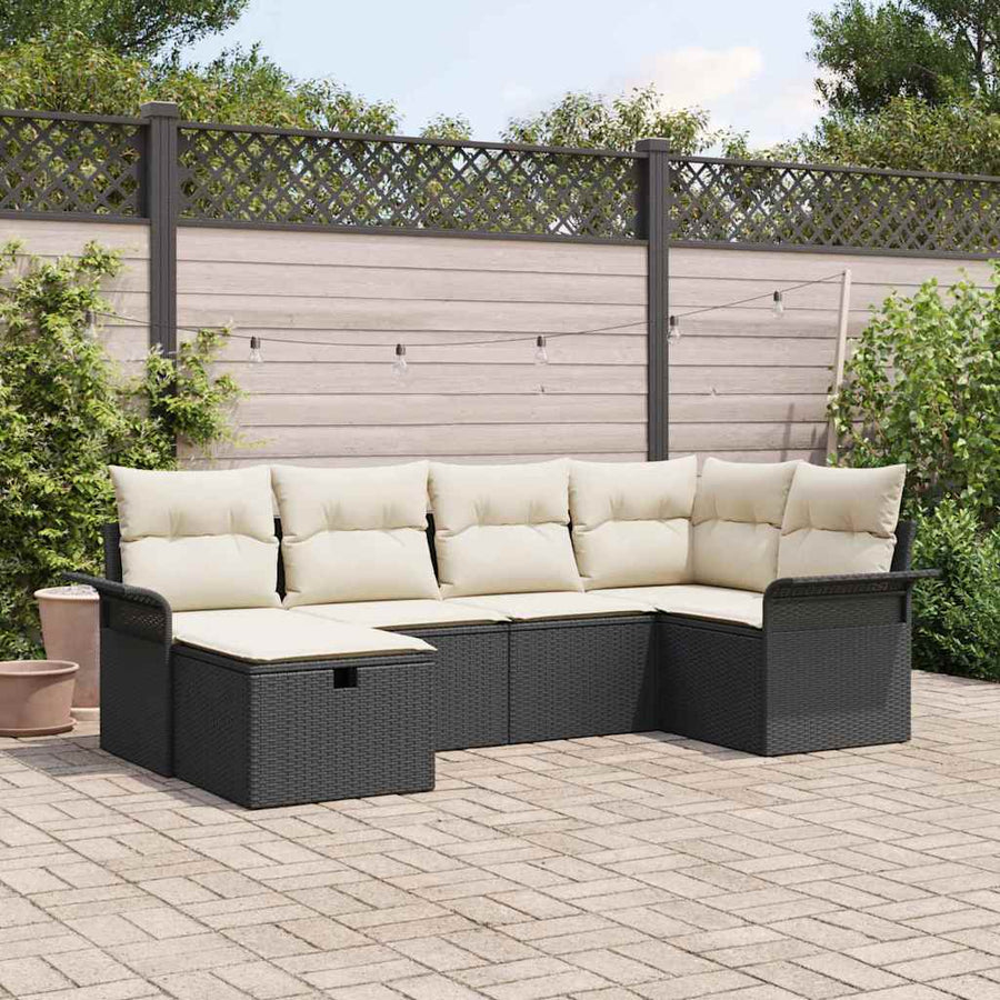 Tuin Sofa Set met kussen met opslag 6 pcs Poly riet